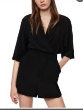 All Saints Black Long Sleeve Wrap Top Dress